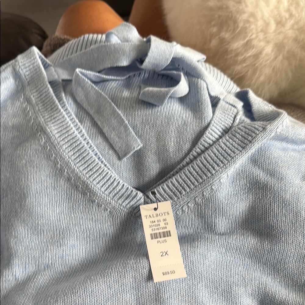 Talbots Blue V-Neck Knit Sweater
